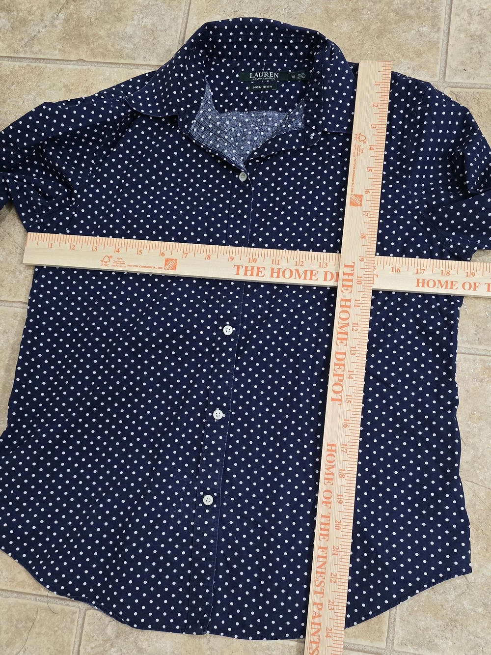Ralph Lauren Navy Polka Dot Button-Front Blouse - Picture 2 of 3